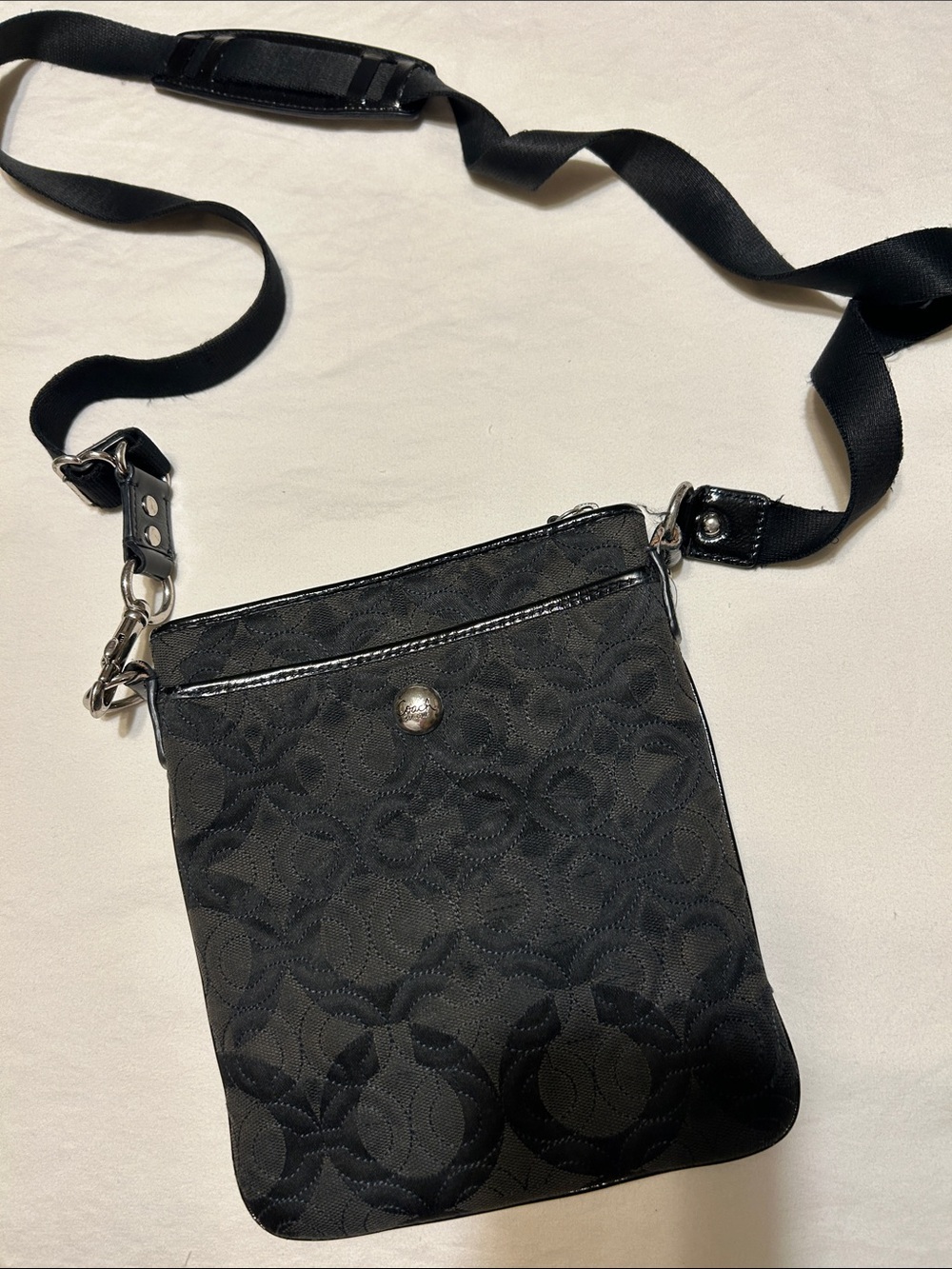 Coach Black Signature Jacquard Crossbody Bag